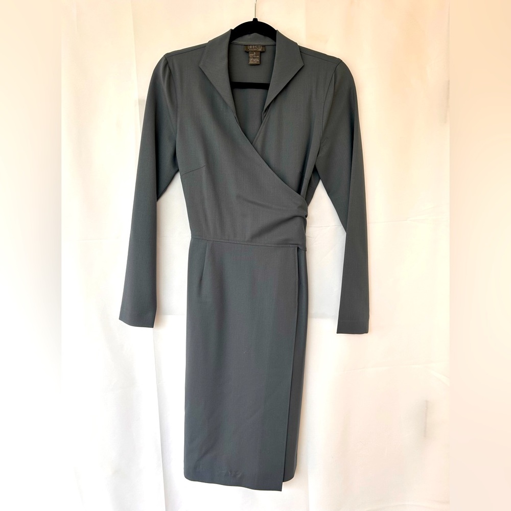 LAFAYETTE 148 Gray Wool Wrap Dress